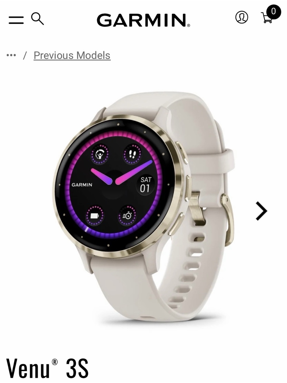 garmin Venu 3S Smartwatch — Cream Band with Gold Bezel